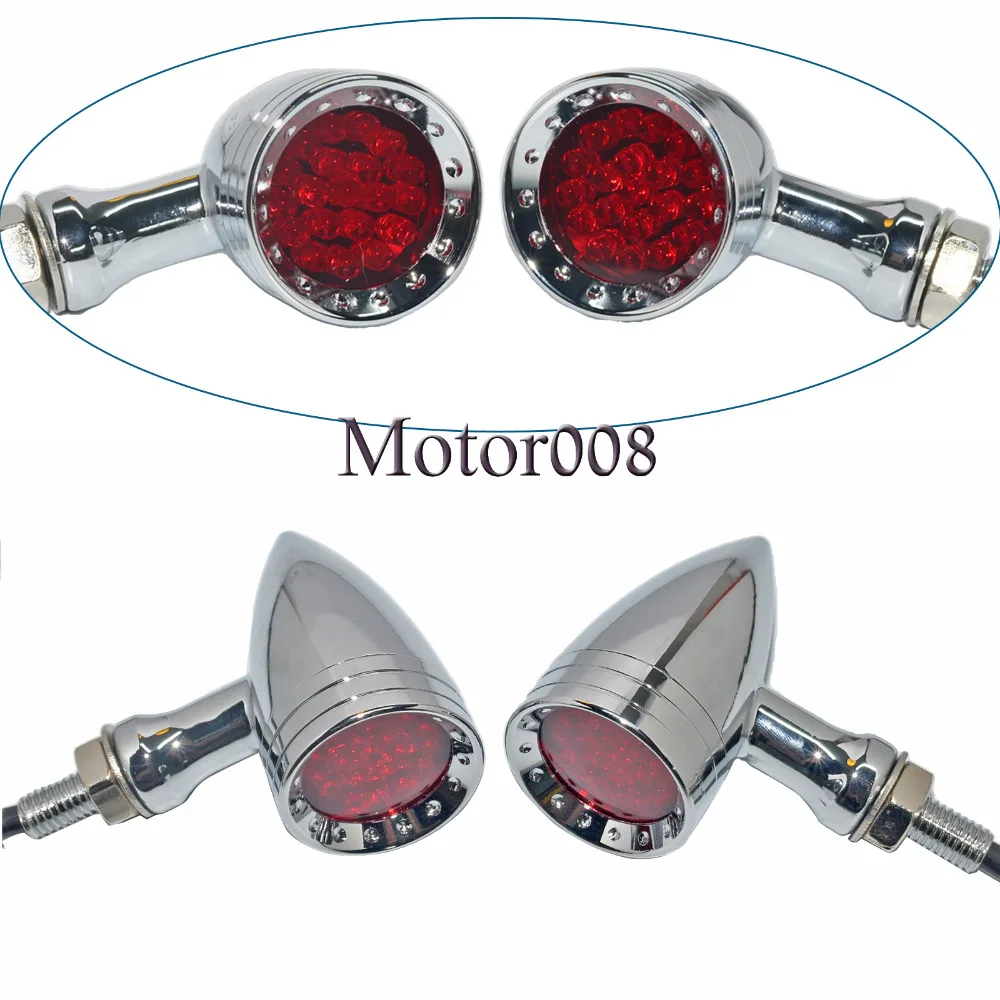

Universal Motorcycle Chrome 20LED Red Turn Signal Light for Harley Davidson Cafe Racer Bullet Motorbike Flashers Cruiser Chopper