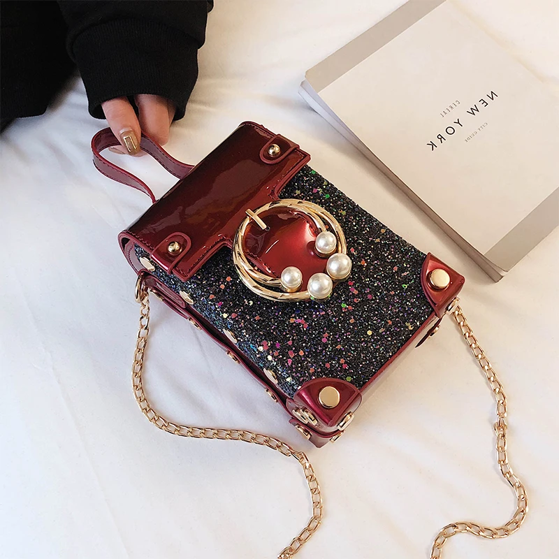 

Ladies Messenger Sequin Bling Crossbody Bag mini samll Leather phone purse Bags Fashion Small Shoulder Handbags Flap bags B41-57