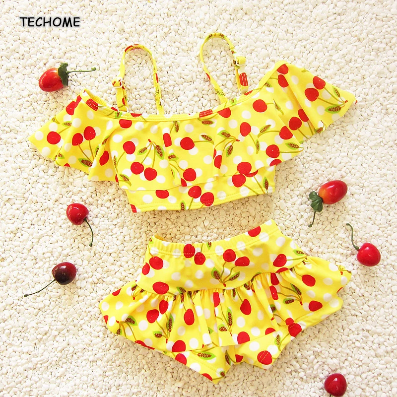 Buy Children's swimsuit girls cherry print bikini baby