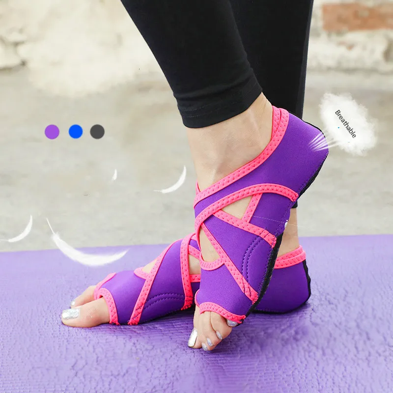 

JINBEILEE Bandage yoga shoes air skid professional fitness five fingers adult fingerless wrapped adult shoes and socks