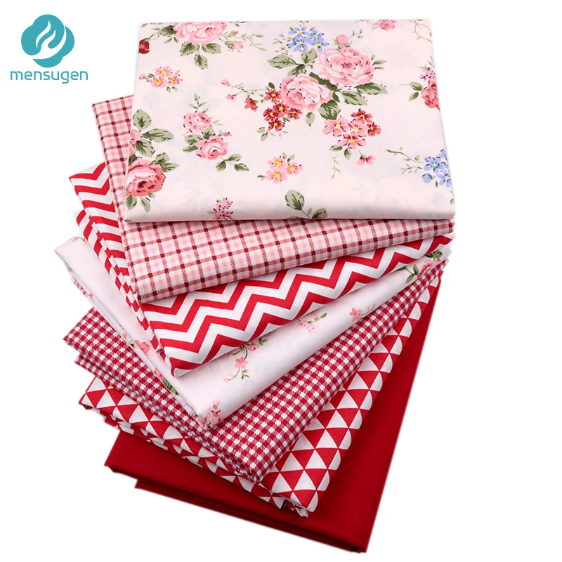 

7pcs/lot Red Cotton Fabrics, Patchwork Cloth, Sewing Quilting fabrics for DIY Blankets Pillows Doll Clothes Cushions
