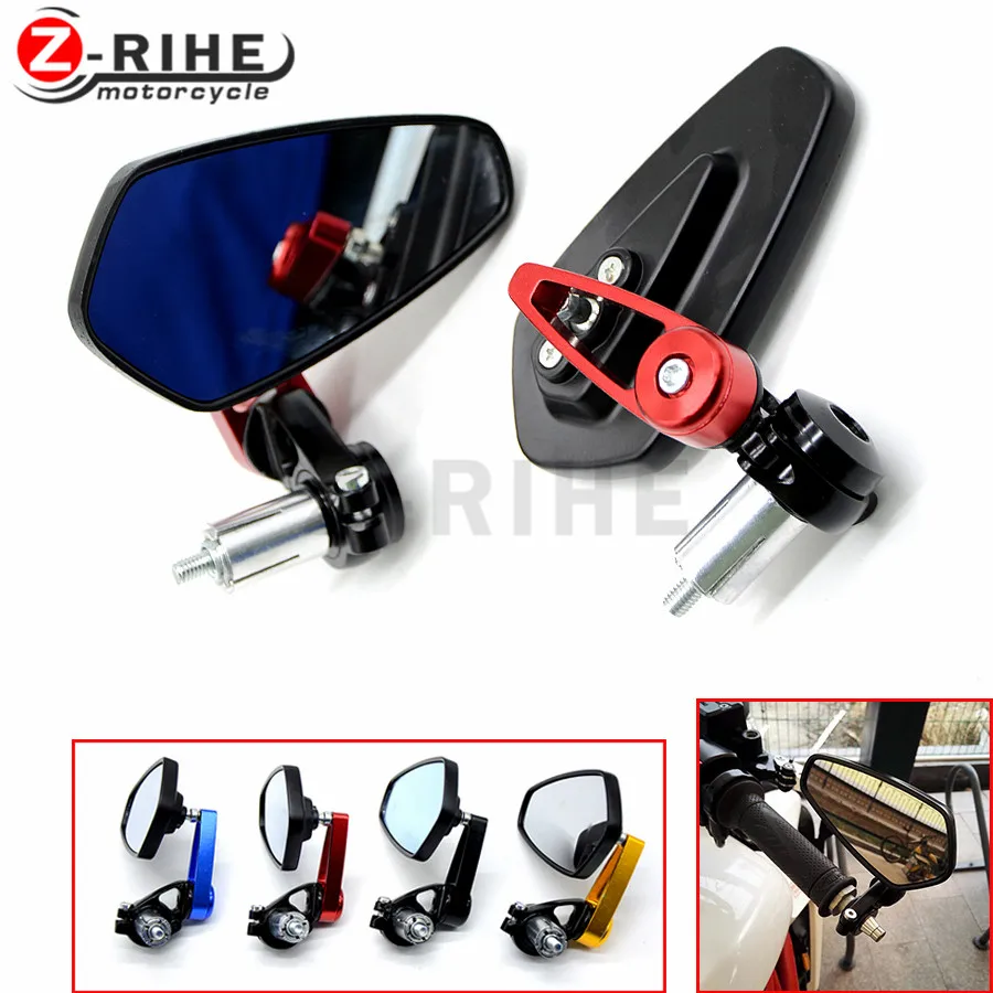 for New 7/8" 22mm Universal Pair Motorcycle Aluminum Motos Rearview Mirror Rear View Handle bar End Black Side Mirrors tmax 530