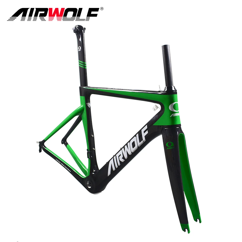 Best Airwolf carbon road bike frame cycling bicycle frameset include fork/seatpost/headset fit for both Di2/mechanical carbon frame 5