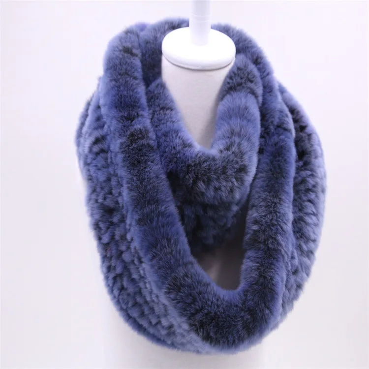  Winter Fur scarf for women knitted natural Rex Rabbit Fur scarves 2017 new genuine fur ring Female Warm Shawl  (16)
