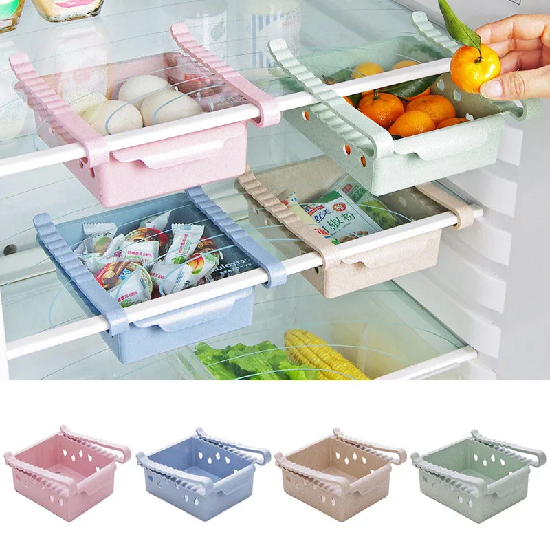 

New Plastic Creative Refrigerator Shelf Plate Layer Pull-out Storage Box Food Storage Box Vegetable And Fruit Storage Box