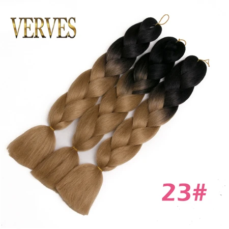 P18/613 VERVES, Омбре, плетение волос, 100 г/шт., 24 дюйма, 1 шт., синтетический, три, два тона, тепловое волокно, вязанное крючком, огромные косы, наращивание волос - Цвет: P18/613