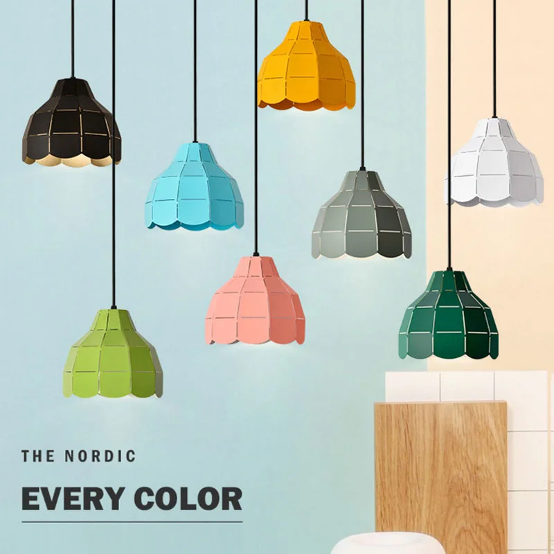 Colorful Raser Cut Pendant Light Metal Flower Pot Pendant Lamp Drop Lighting Hanging Restaurant Cafe Dining Room Pendant Lighting (32)
