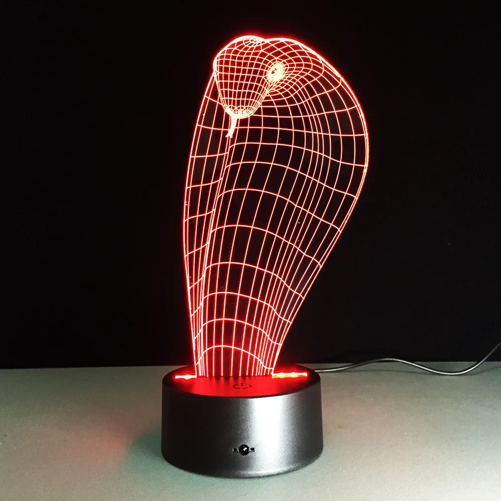 Snake 3D LED lamp Cobra Night Light Lamp illusion Light Lamps Touch Sensor USB Acrylic Lamp Home Decoration Gift 7 Color Change