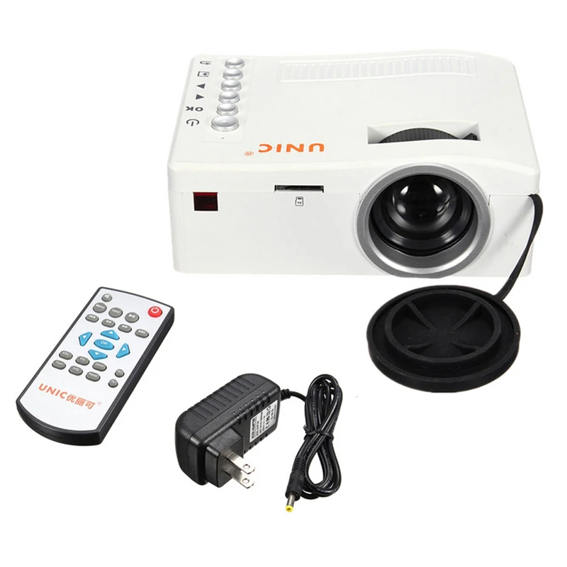 

UNIC UC18 600 lumens LED Mini Projector Home Cinema Business HDMI AV SD 1080P + US/EU Plug Power Charger