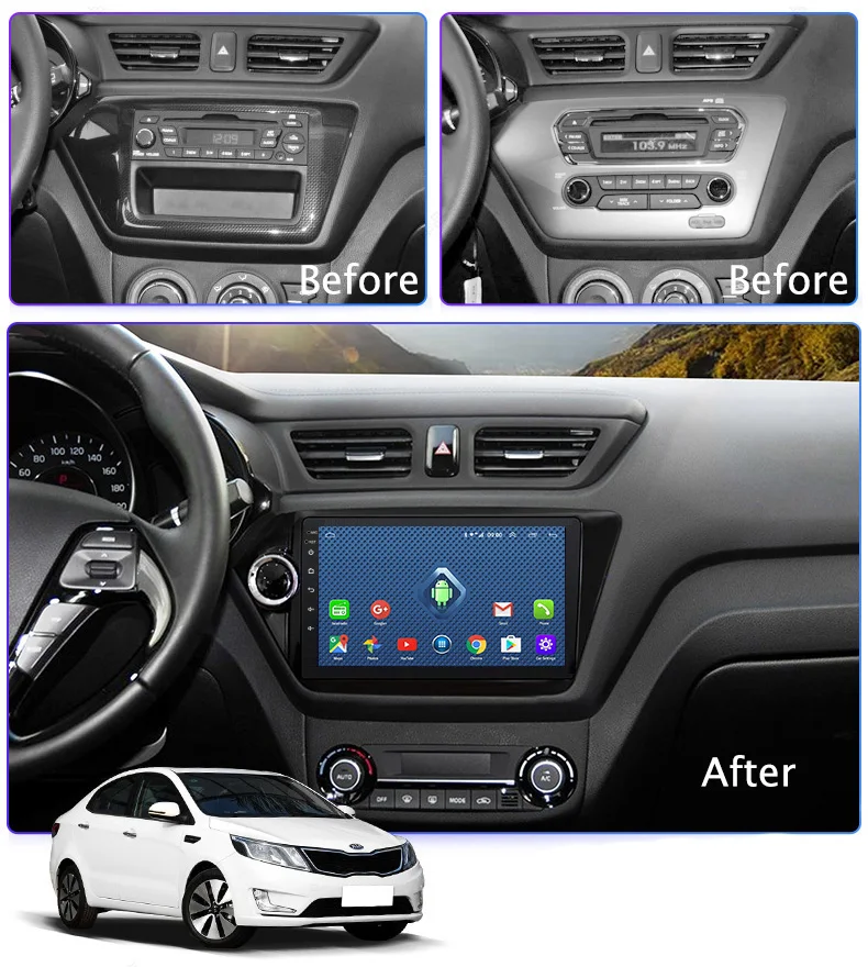 Best Android 8.0 2+32G  4G 3G WIFI netcom 9 inch for KIA  K2 RIO 2010 2011 2012 2013 2014 2015 car multimedia player support SWC 1