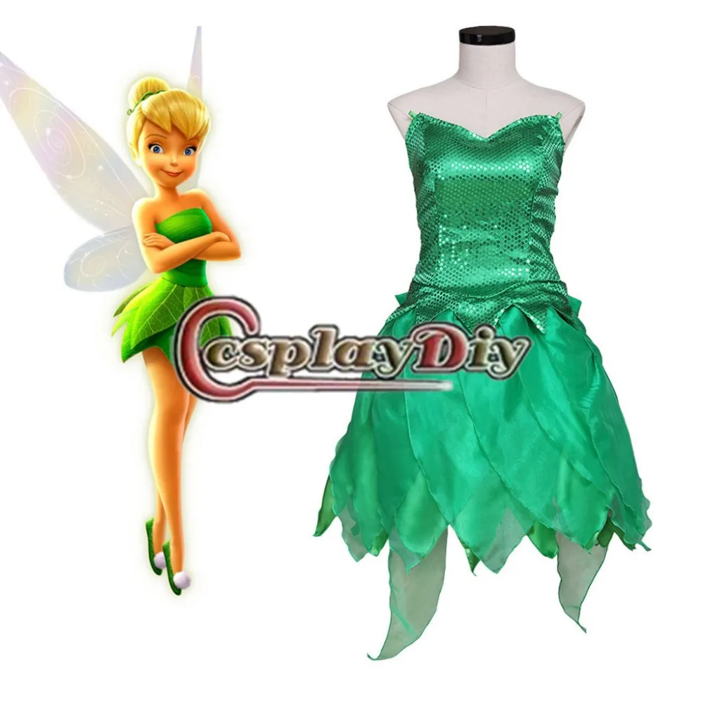 

CosplayDiy Tinker Bell Princess Dress Tinkerbell Costume Cosplay with Wig and Butterfly L320
