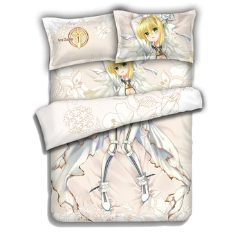 Anime Fate Stay Night Saber Lily Duvet Cover Sheet Pillowcase 4PCS Bedding Set