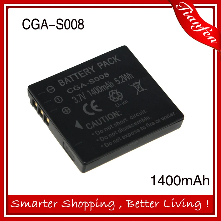 

Hot 3.7v 1400mAh CGA-S008 CGA S008 CGAS008 Battery For Panasonic DMC-FX36 DMC-FX500 FX35 FX36 DMC-FS20 DMC-FX33