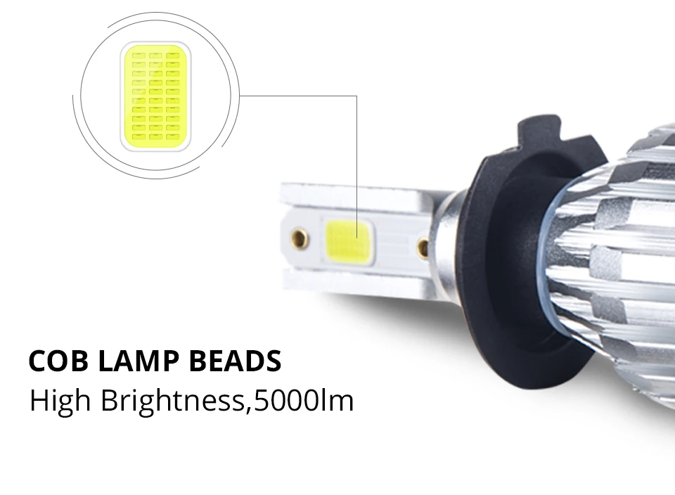 VooVoo 2Pcs Fanless H7 H1 Led H3 H4 H11 9005 9006 9012 HIR2 6500K 4300K Mini Car Headlight Bulbs 50W 5000LM Auto Headlamp Lights_01 (5)