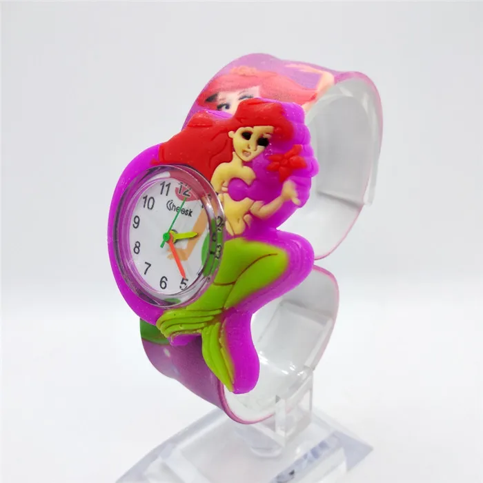 Детские часы с рисунком русалки, Детские кварцевые наручные часы, браслет, детские часы для девочек и мальчиков, подарок, часы, Relogio Montre - Цвет: Фиолетовый