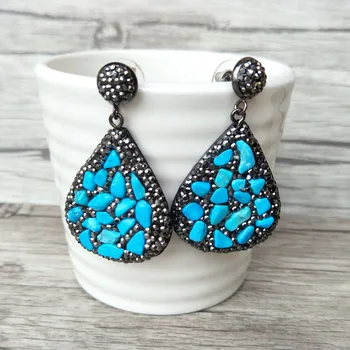 

1/5 Pairs Water-drop earrings,handmade leather pave Rhinestone Crystaly Stone charm dangle earrings women Jewelry ER634