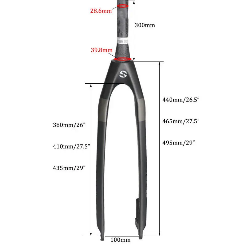 TOSEEK 26/27. 5/29er руль для велосипеда, углеродный MTB вилка-1 шт.-1/8 труба из углеродистого волокна 3 K конусные вилки горного велосипеда твердая конический диск тормозной Пружинная Вилка