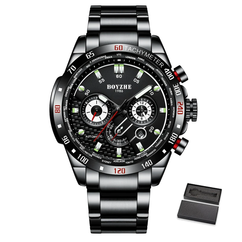 

Relogio Masculino BOYZHE New Men Sport Automatic Mechanical Watch Waterproof Luxury Brand Stainless Steel Military Mens Watches