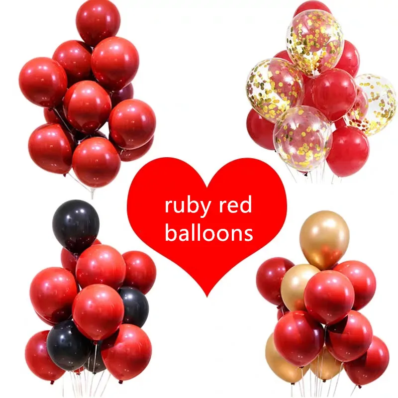 

12pcs 10 inch ruby agate red balloon wedding room Valentine's Day decoration bride shower pomegranate party