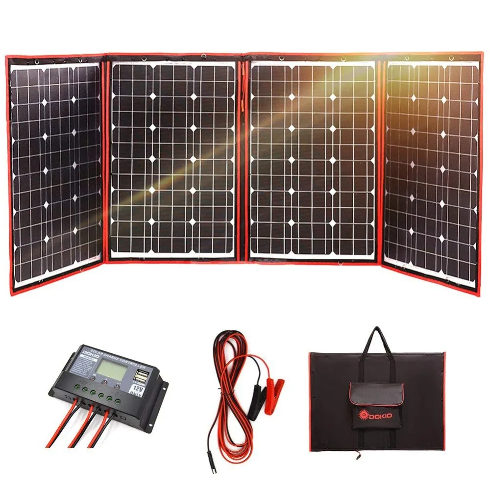 18V 60W Solar Panel Charger Folding Bags Flexible Portable Cable 10A Controller