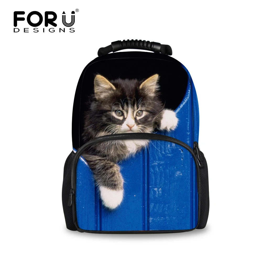 Милый школьный ранец FORUDESIGNS с 3D котом и животными для женщин Вместительная