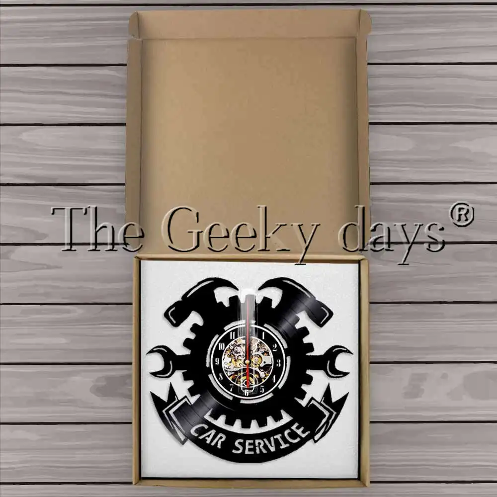 Online 1 stück Auto Service Garage Werkzeuge Reifen Schlüssel Schallplatte Wanduhr Mechaniker Service Moderne Wanduhr Wand Dekor Kunst