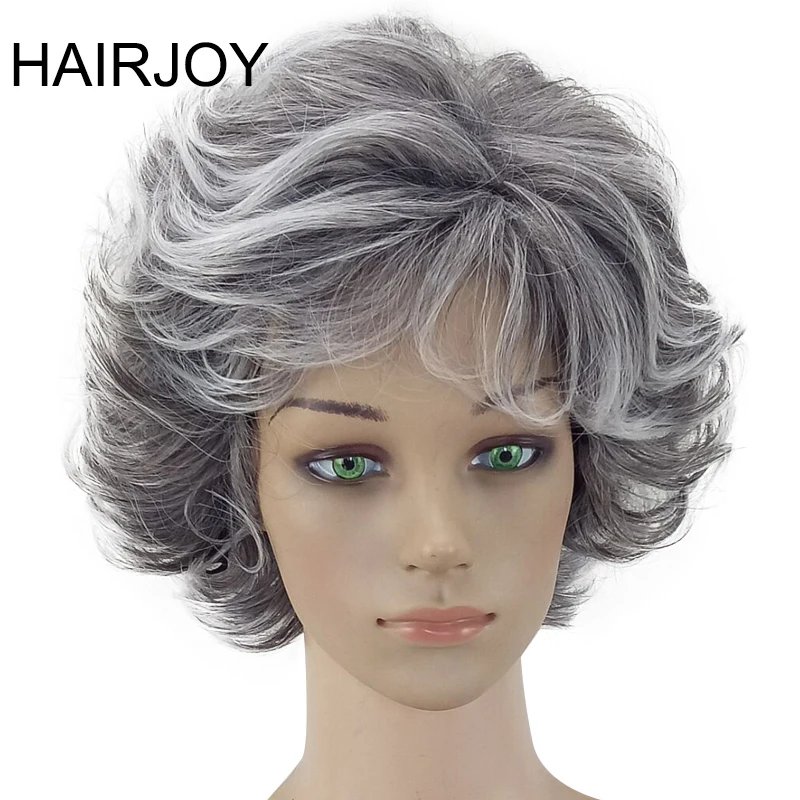 Hairjoy Peluca Para Mujer 2 Tonos Gris Blanco Ombre Pelo Corto Sintetico Rizado En Capas Flequillo Hinchado Resistente Al Calor Disponible En 9 Colores Pelucas Sinteticas Sin Encaje Aliexpress
