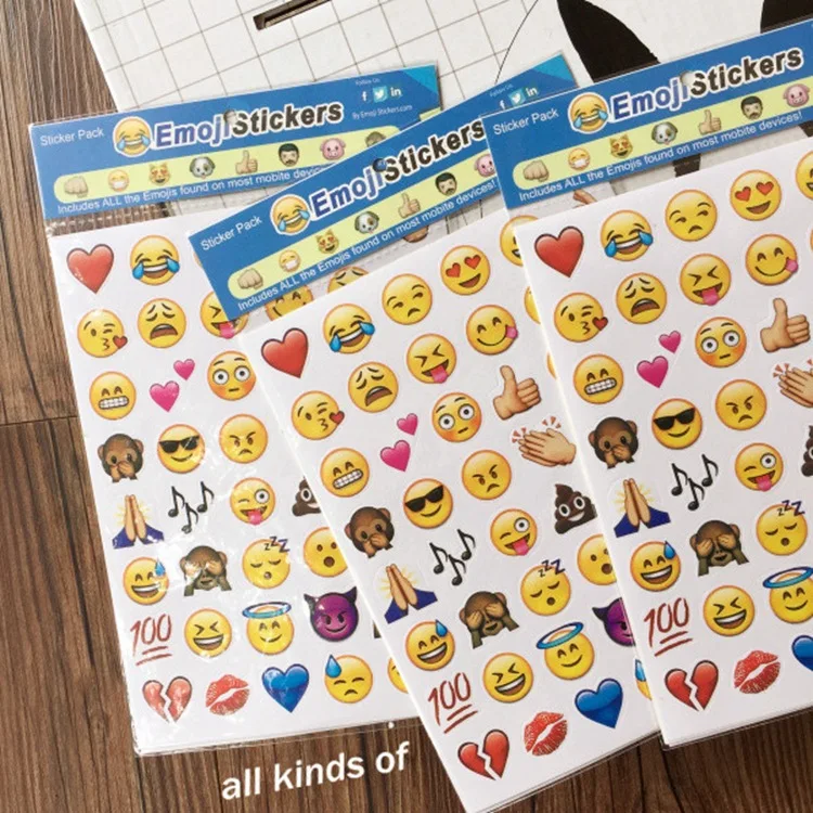 

4 sheets (1 sheet=48 stickers ) Cute Lovely 48 Die Cut Emoji Smile Sticker For Notebook Message High Vinyl Funny Creative GYH