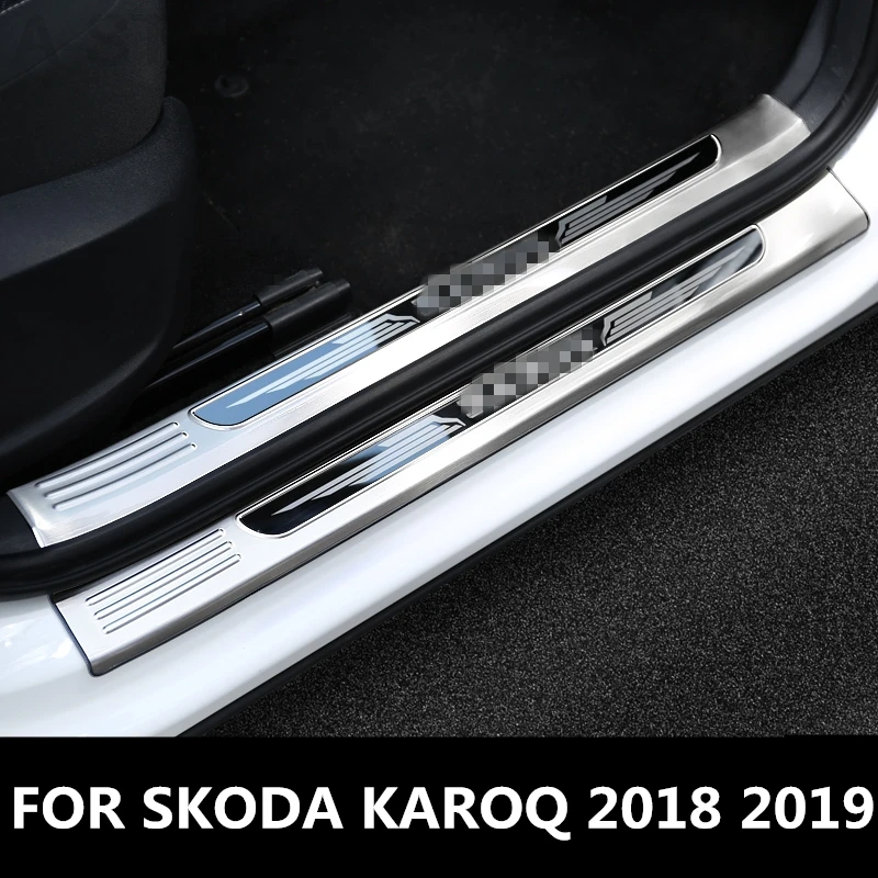 

For SKODA KAROQ 2018 2019 stainless steel welcome pedal refires door sill strip parts Interior decoration Auto Accessories