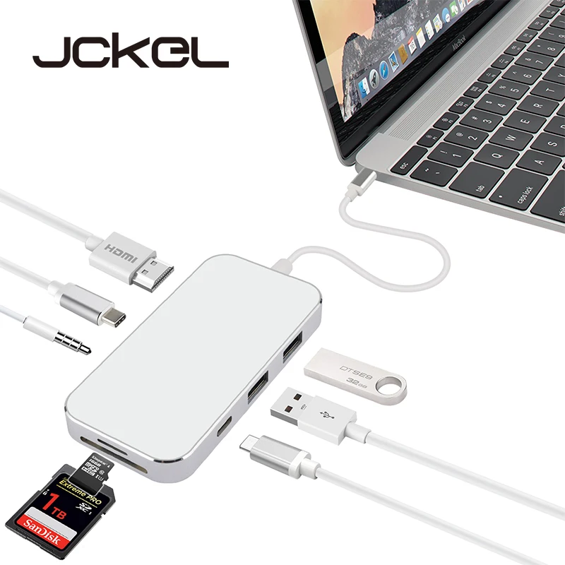 JCKEL 8-in-1 USB-C Type C 3.1 Hub to Type C PD 3.5