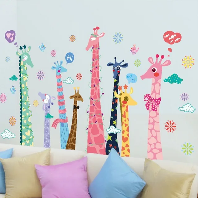 Giraffes Birds English Letters Wall Decal Home Sticker Paper Giraffes Birds English Letters Wall Decal Home Sticker Paper Removable Art Picture Mural Kids Nursery Baby