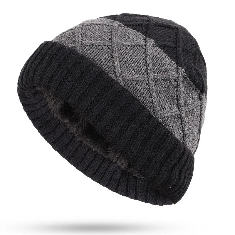2018 Winter Patchwork Wool Knitted Hat Male Brand Fashion Flocking Unisex Hip Hop Skullies Beanies Thick Warm Caps Female |