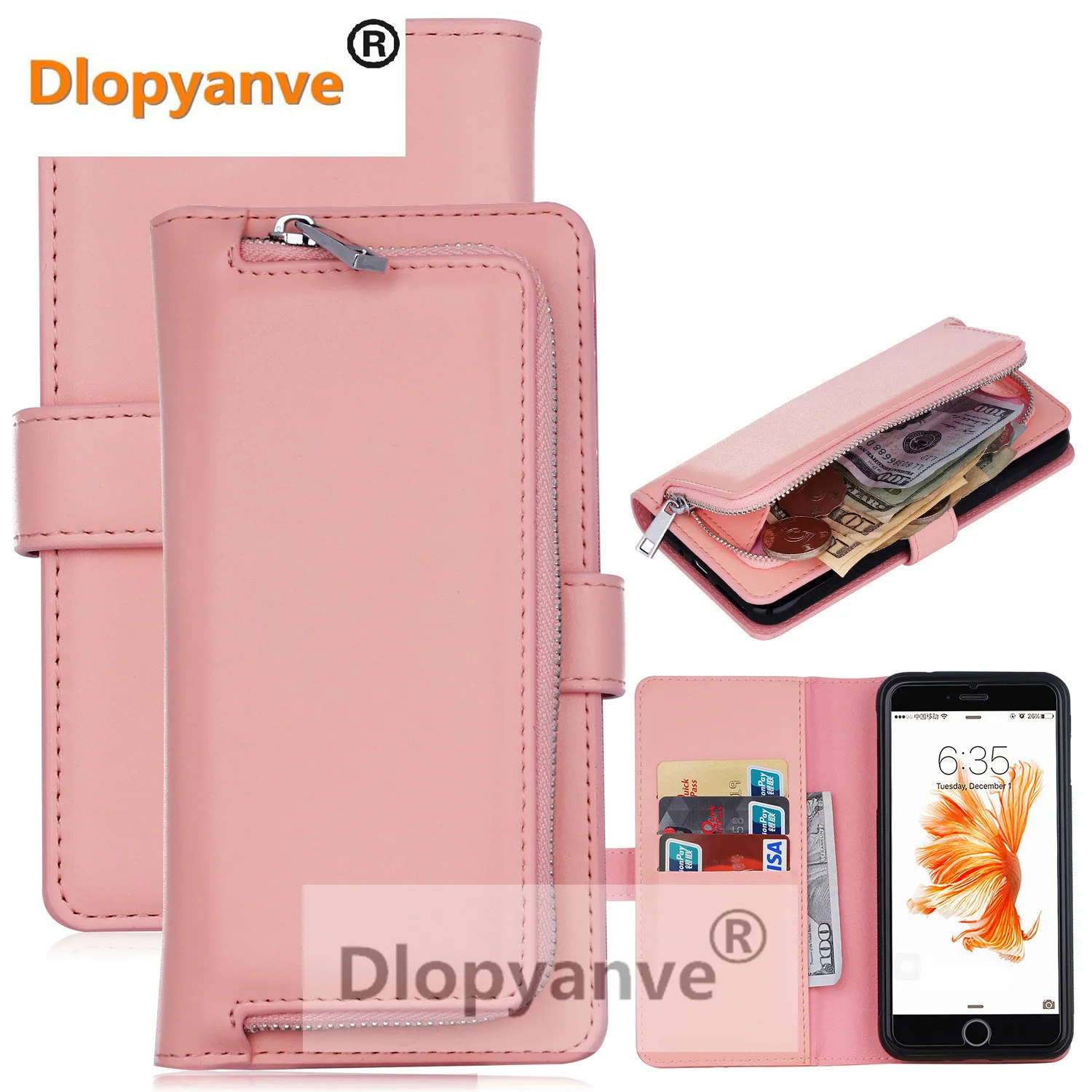 

New zipper protector Multifunction shell For Iphone X 6 6S 7 8 9 Plus two-in-one split mobile phone holster