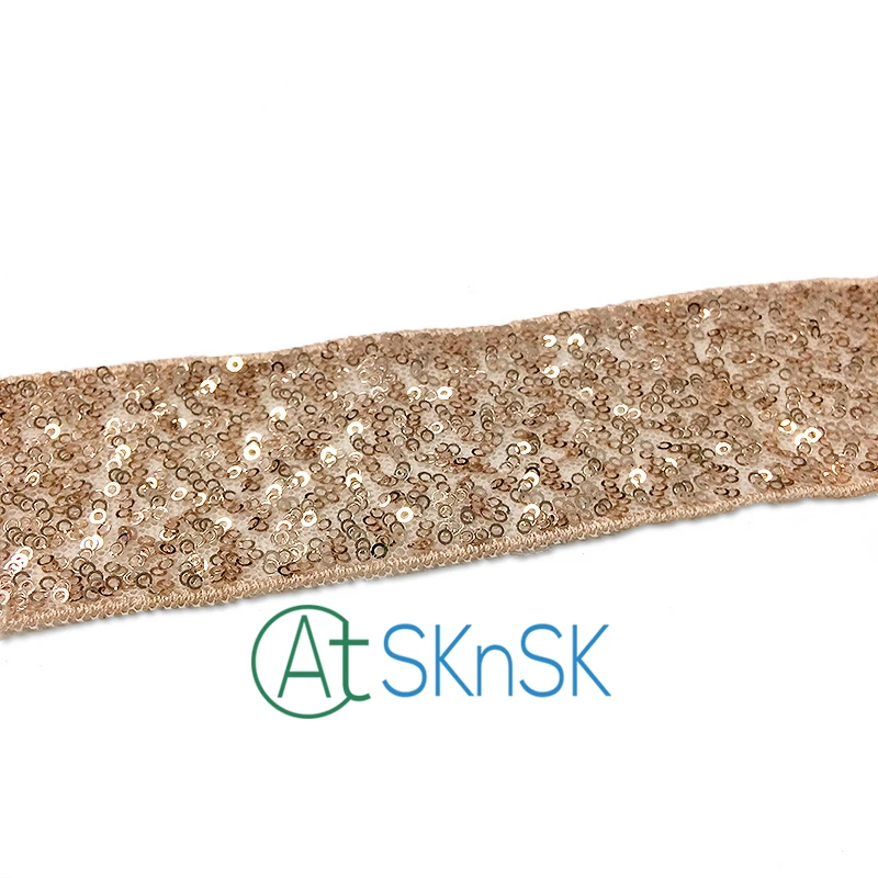 1Yard/Lot 4CM Wide Sequined Pink Lace Ribbons Rolls for DIY Appeal