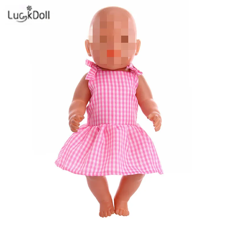 LUCKDOLL модное летнее розовое платье подходит 18 дюймов Американский 43 см детская кукла одежда аксессуары, игрушки для девочек, поколение, подарок на день рождения