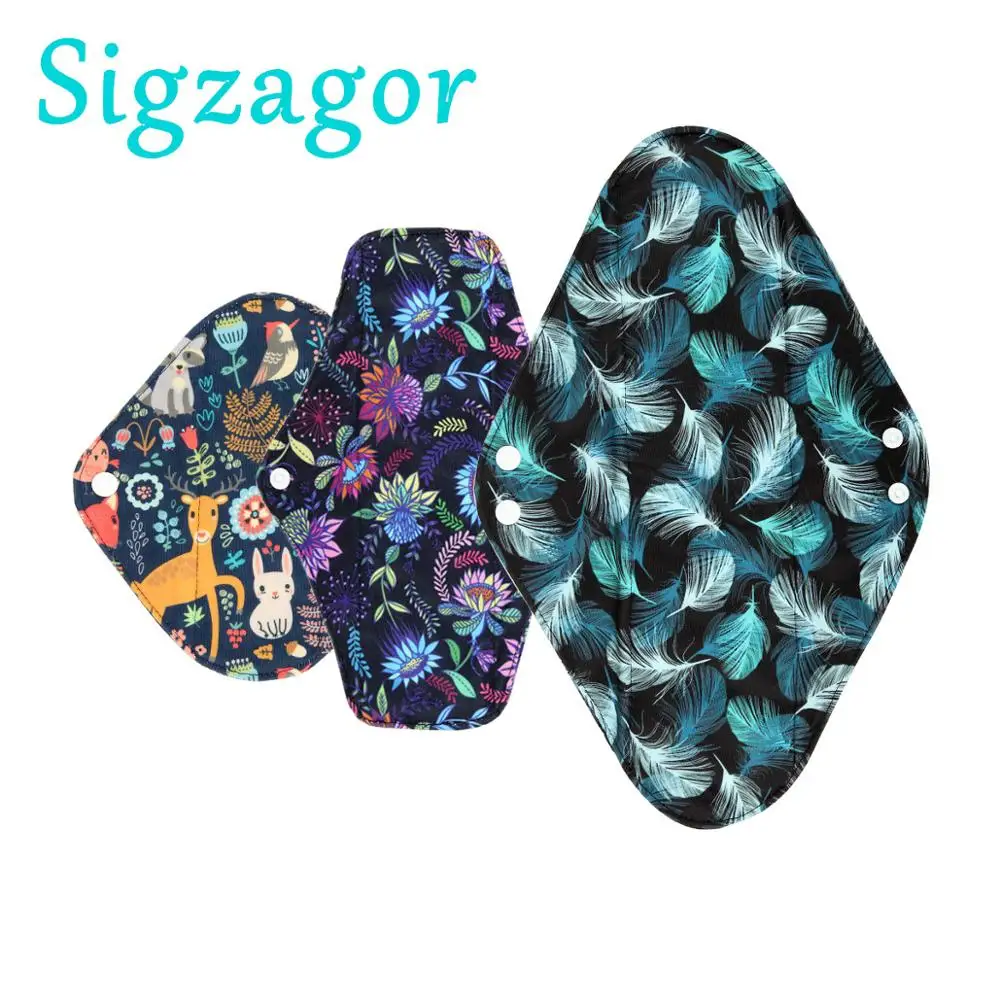 

[Sigzagor]S M XL BAMBOO Cloth Menstrual Pad Mama Cloth Sanitary Reusable Washable Panty Liner Regular Overnight