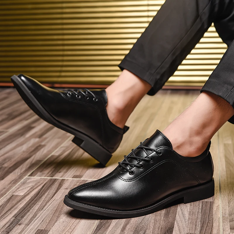 elegant genuine leather formal men shoes italian luxury brand wedding male footwear designer tan work dress oxford shoes for men (33)