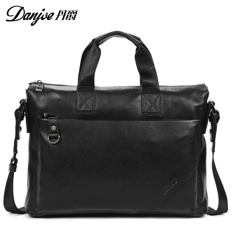 

Fashion Men Briefcase top genuine cow leather business crossbody bags can fit 14 Inch Laptop horizontal style handbag for men