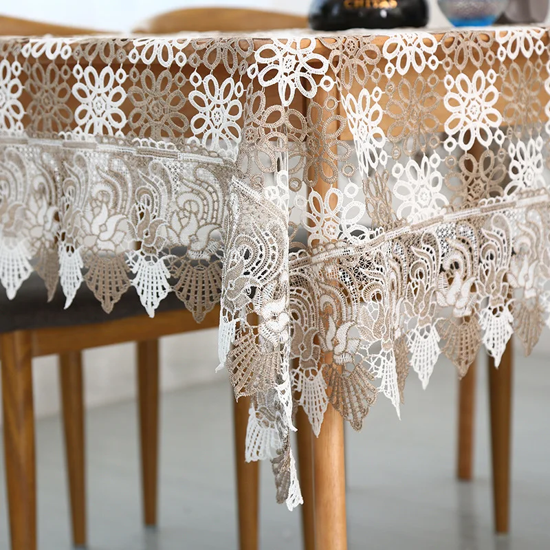 New Hollow Tablecloth Hollowed Embroidered Knit European Style Cover Washable Table Cloth for Tea T
