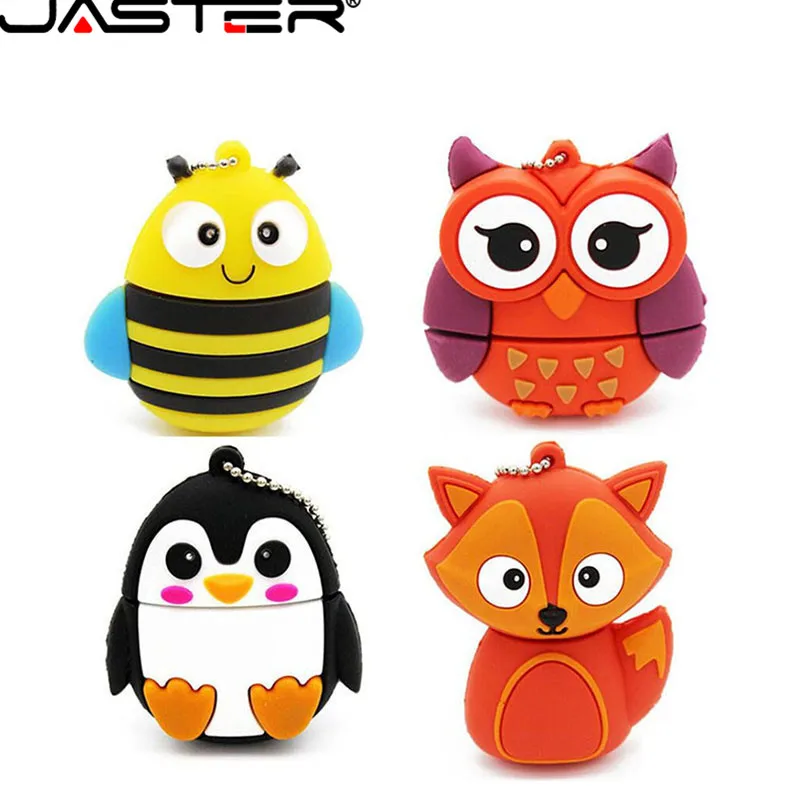 Jaster lovely пчела Пингвин сова лиса U диск милые зверушки в подарок мультфильм USB 2,0 4 ГБ/8 ГБ/16 ГБ/32 ГБ/64 ГБ реальная емкость USB карта памяти