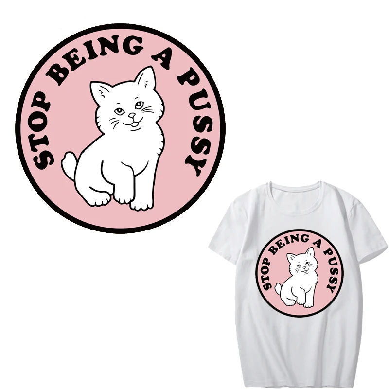 

Cute Cat Patch Iron on Transfers for Girl Clothing DIY Heat Transfer Vinyl Stickers Badges Appliques on Clothes Thermal Press
