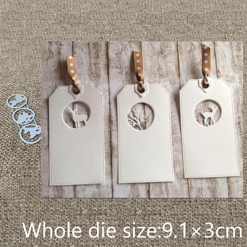 

New Design Craft Metal Cutting Die cut dies 3pcs deer tree circle decoration scrapbook Album Paper Card Craft Embossing die cuts