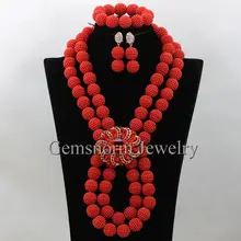 Модные красные бижутерия комплект индийский Коренастый Jewellery Наборы для ухода за кожей Пластик шары свадьбу Цепочки и ожерелья комплект wa449