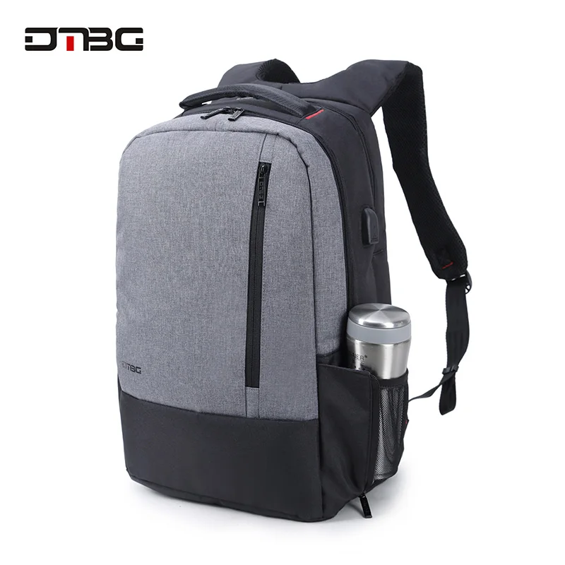 

DTBG Smart Backpack With USB Charge Port Black Gray Patchwork Slim Fashion Mochila Men Women Travel Backpacks Bookbag For Teens