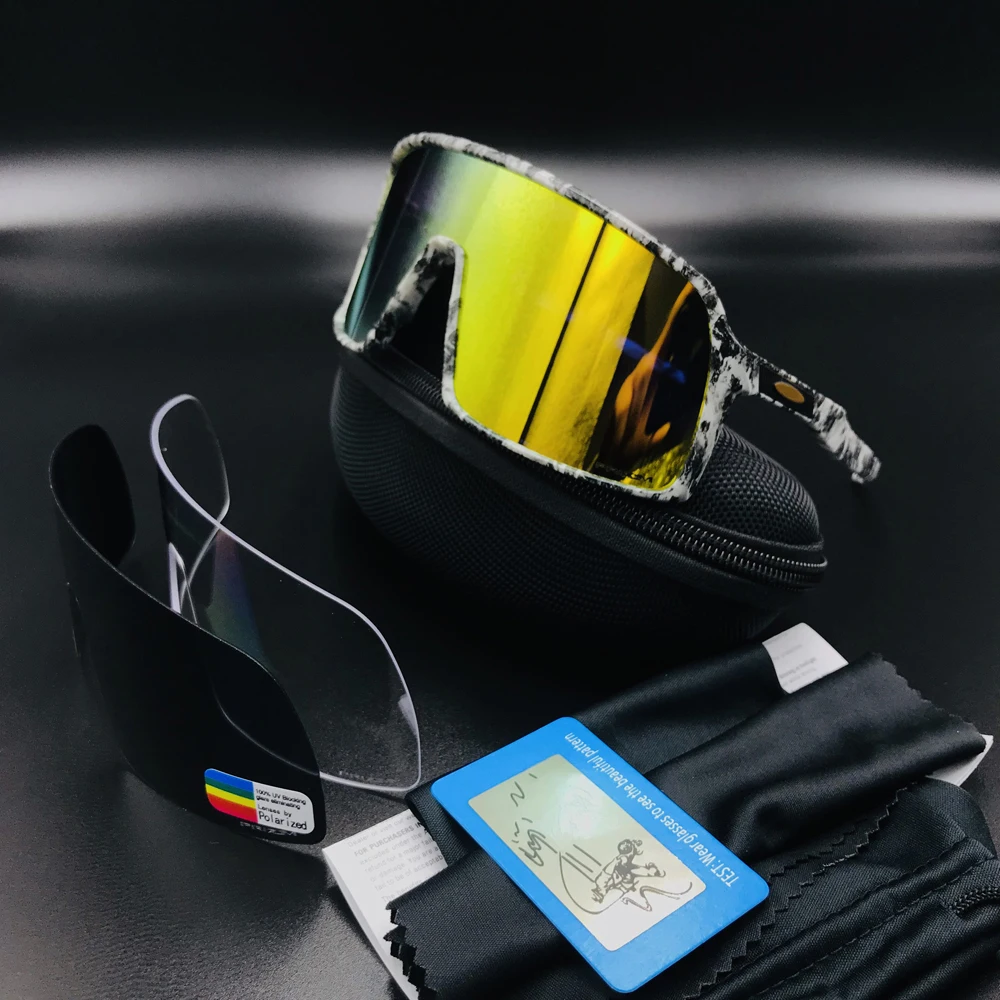 Мужские и женские поляризационные велосипедные очки, спортивные Mtb очки, очки для бега, езды на велосипеде, очки с 3 линзами, велосипедные солнцезащитные очки