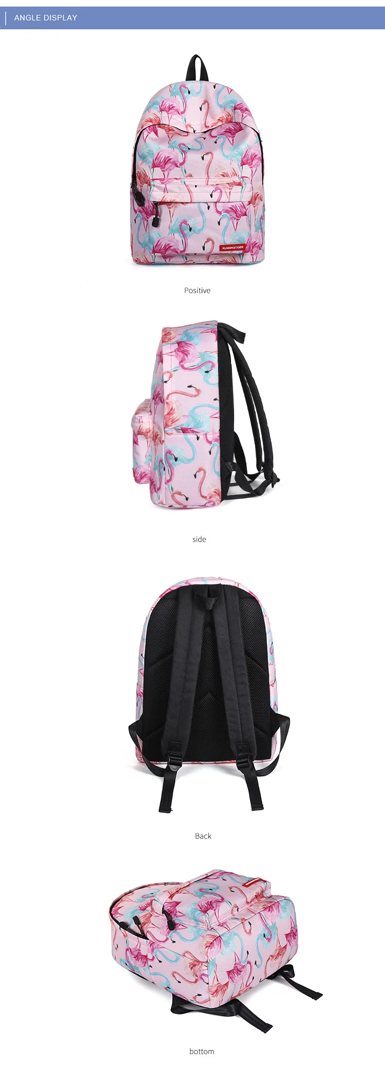Детский рюкзак для средней школы, рюкзак для женщин, модная розовая сумка с принтом фламинго, рюкзаки для девочек, детская сумка
