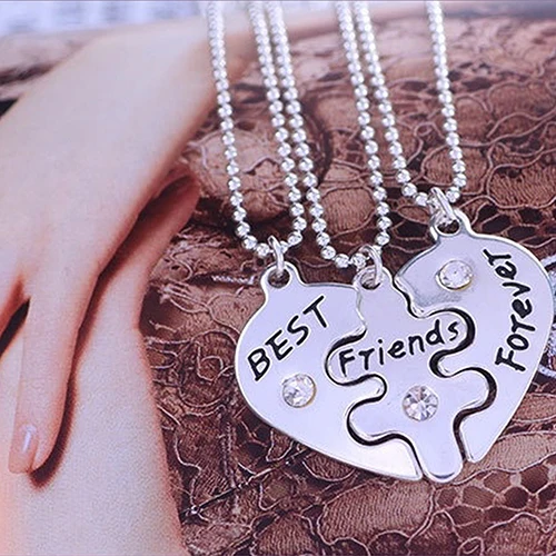 3 шт. набор женских ювелирных украшений в форме сердца|best friends forever|friends foreverfriendship