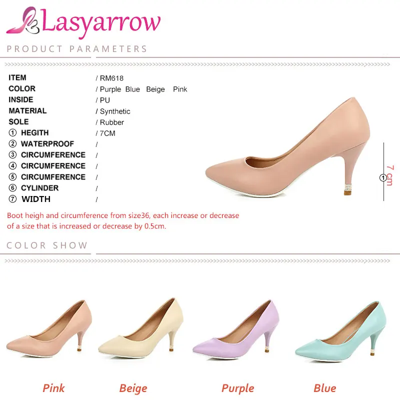 Lasyarrow/классические женские офисные туфли на низком каблуке; лаконичные однотонные женские туфли-лодочки из искусственной кожи с острым носком; модные туфли-лодочки на высоком каблуке; RM618