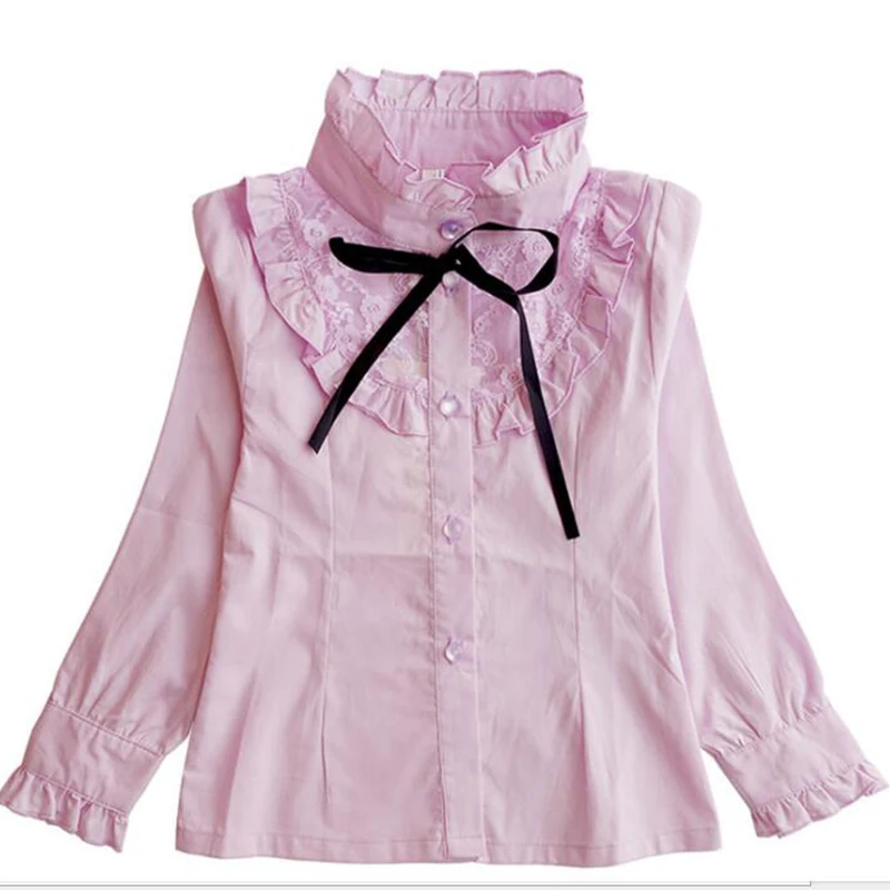 Весенняя детская одежда для девочек детская одежда детская кружевная рубашка принцессы с длинными рукавами Школьная блузка для девочек белые блузки для девочек от 4 до 10 лет