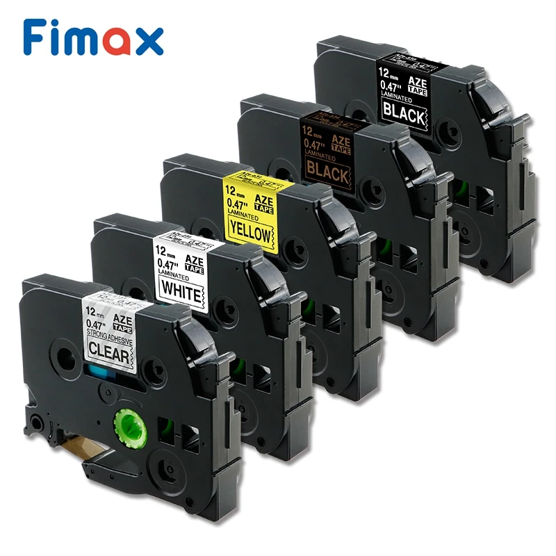 Fimax 5 PCS Printer Ribbons 12mm Compatible for Brother TZe 231 Label Tape TZe231 131 631 334 Black on White Yellow Combo Set | Компьютеры